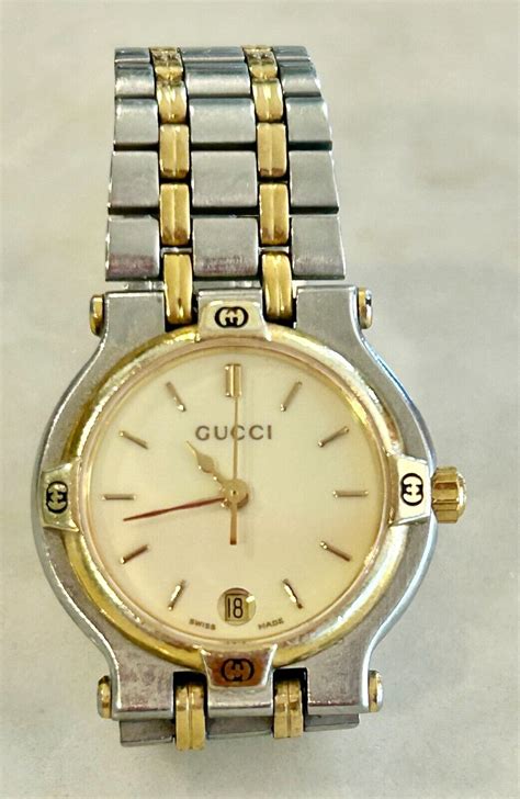 Vintage Gucci 9000M Two Tone Watch Stainless Steel & Gold 